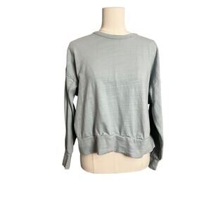 LOFT Outlet Shirt Womens Small Pale Blue Long Sleeve Crew Neck Basic Knit Top